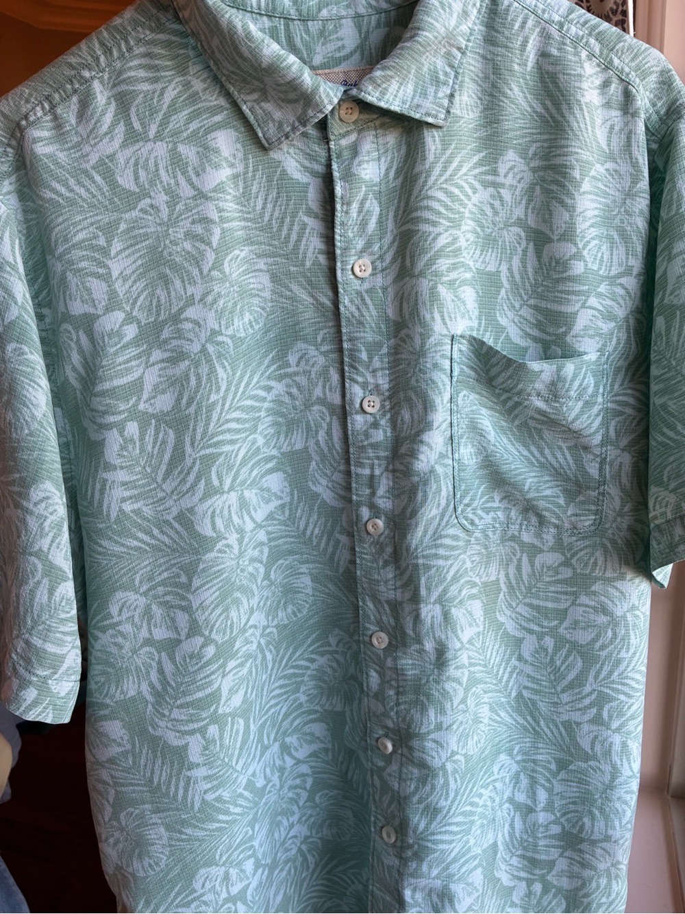 Tommy Bahama Light Mint Green Tropical Print Button-Down Shirt